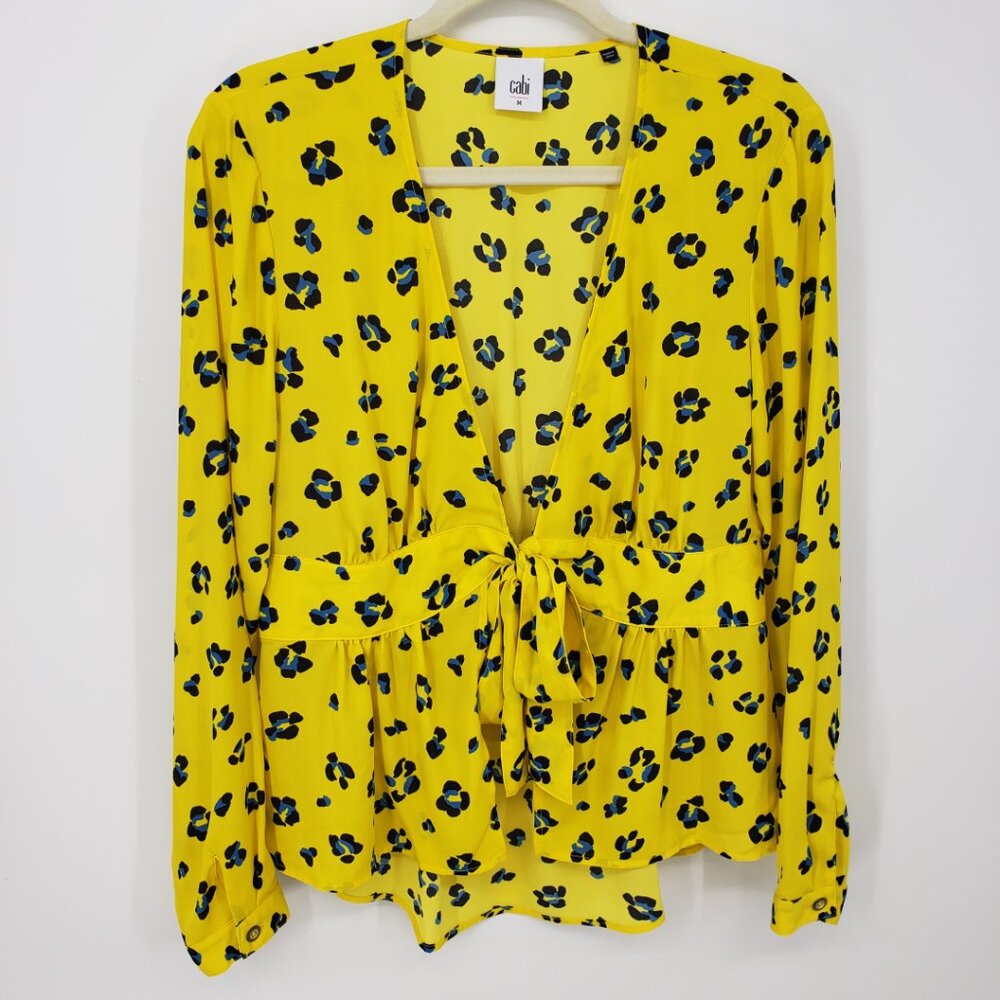 Cabi‎ Leopard Print Tie Front Blouse Top 5596